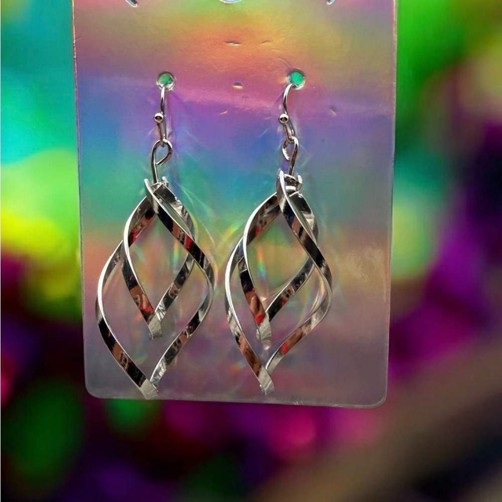 Elegant Silver Twisted Earrings